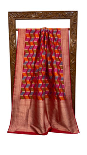 Pure Katan Silk Banarasi Handloom Saree - All over Jaal Work With Rangkart - The Handlooms