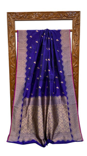 Pure Satan Silk Banarasi Handloom Saree - All over Motifs Work - The Handlooms