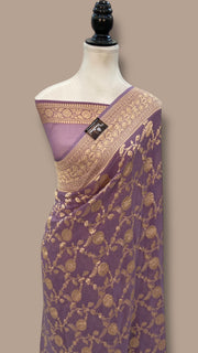 Khaddi Georgette Banarasi Saree - Gold zari - The Handlooms
