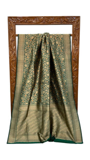 Regal Pure Katan Silk Banarasi Saree – Handwoven Tanchui Brocade - The Handlooms