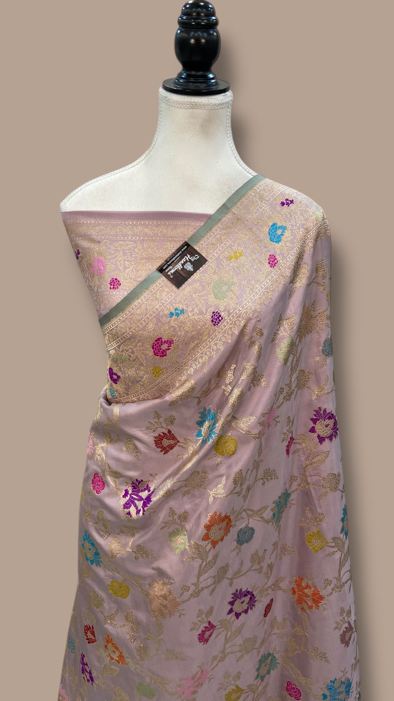 Ektara Pure Katan Silk Banarasi Handloom Saree - All over kadiyal Jaal work - The Handlooms