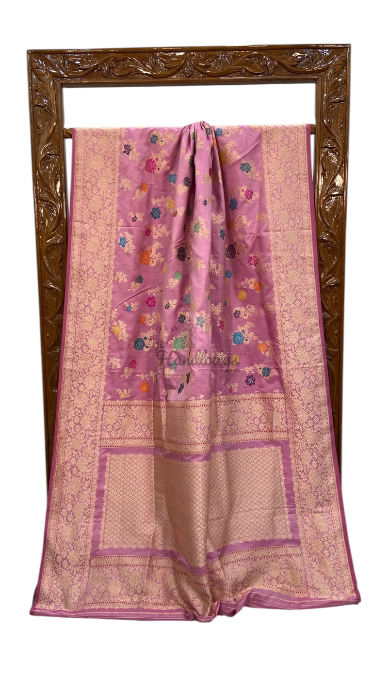Ektara Pure Katan Silk Banarasi Handloom Saree - All over kadiyal Jaal work - The Handlooms