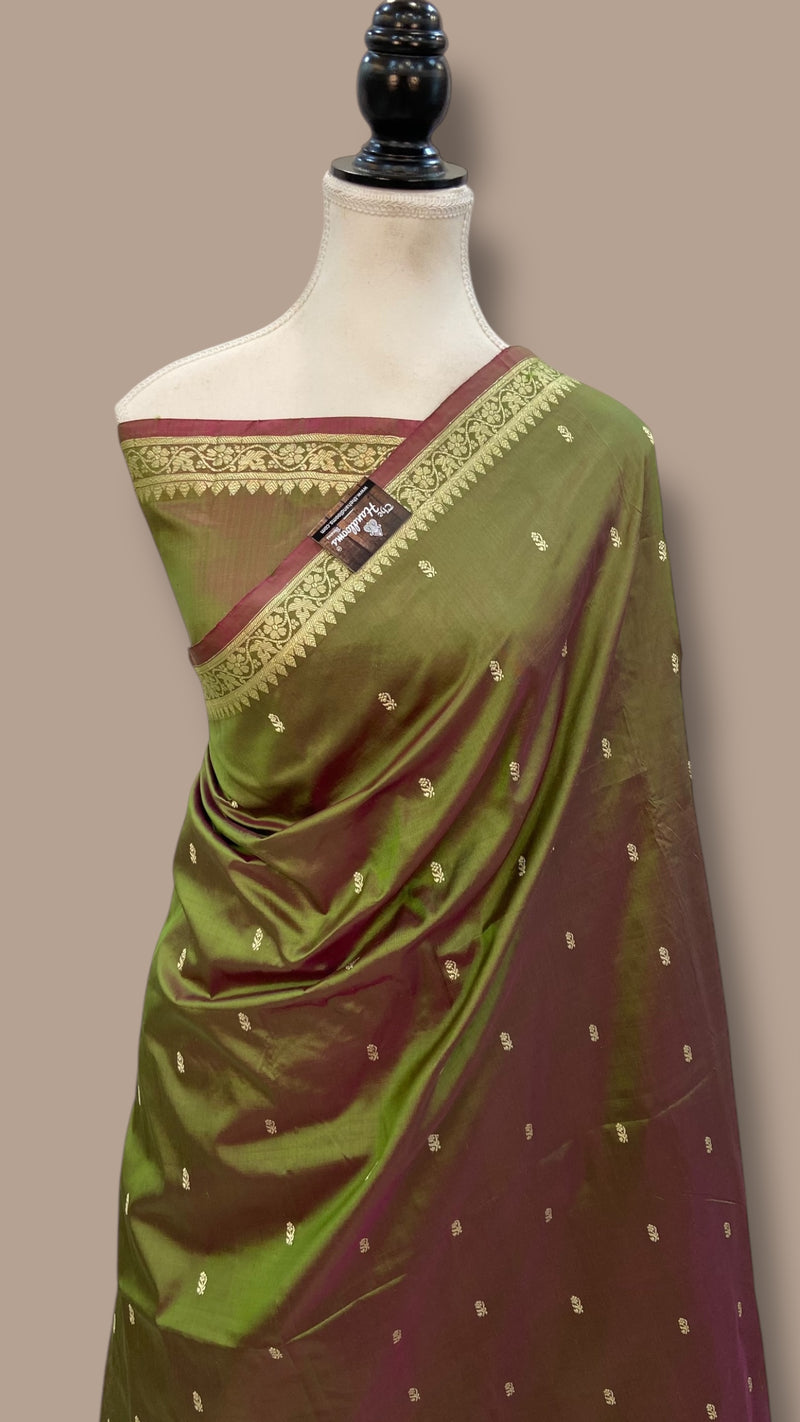Pure Katan Silk Reshmi Zari Banarasi Handloom Saree - The Handlooms