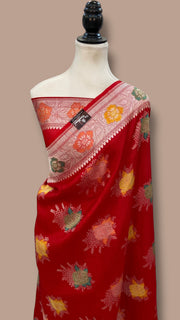 Tussar Georgette Handloom Banarasi Saree With Meenakari - The Handlooms