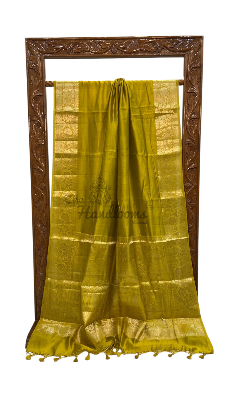 Mustard Yellow Pure Silk Banarasi Saree - The Handlooms