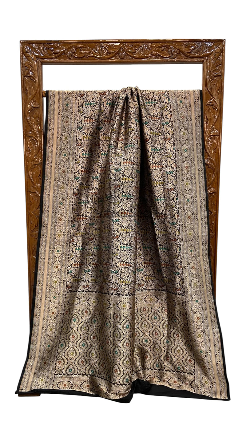 Regal Pure Katan Silk Banarasi Saree – Handwoven Tanchui Brocade with Meenakari Work - The Handlooms