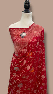 Pure Katan Silk Banarasi Handloom Saree - All over Jaal Work With Meenakari - The Handlooms