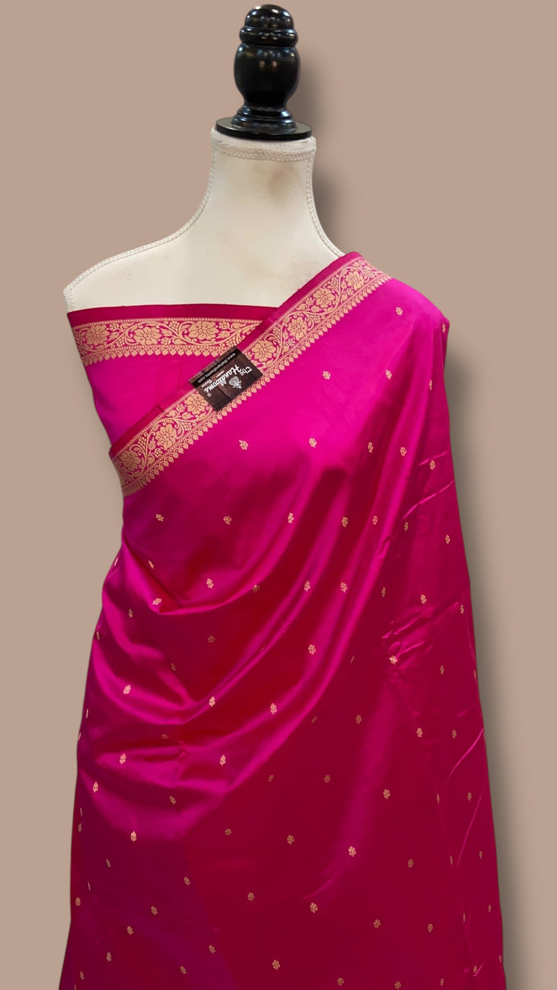 Pure Katan Silk Reshmi Zari Banarasi Handloom Saree - The Handlooms