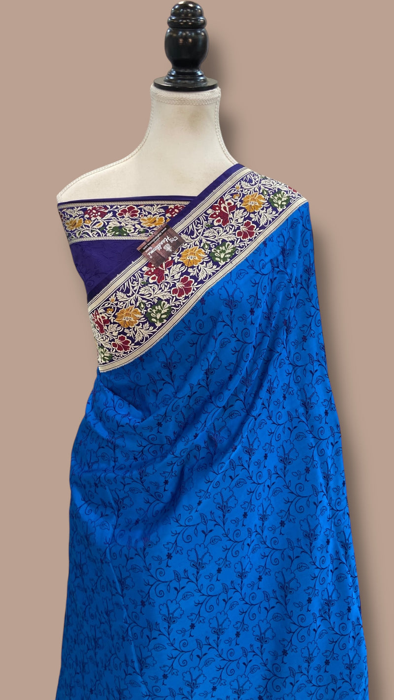 Regal Pure Katan Silk Banarasi Saree – Handwoven Tanchui Brocade with Meenakari Work - The Handlooms