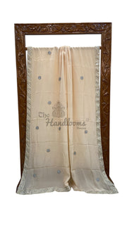 Pure Georgette Handloom Banarasi Saree with Handwork Lace - The Handlooms
