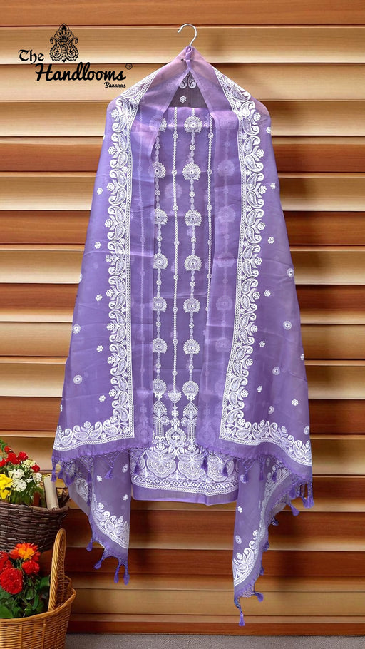 Pure Organza Chikankari Handloom Banarasi Dress - The Handlooms