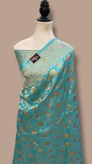 Pure Katan Silk Banarasi Handloom Saree - All over Jaal work With Meenakari - The Handlooms