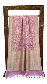 Pink Khaddi Georgette Handloom Banarasi Saree - The Handlooms