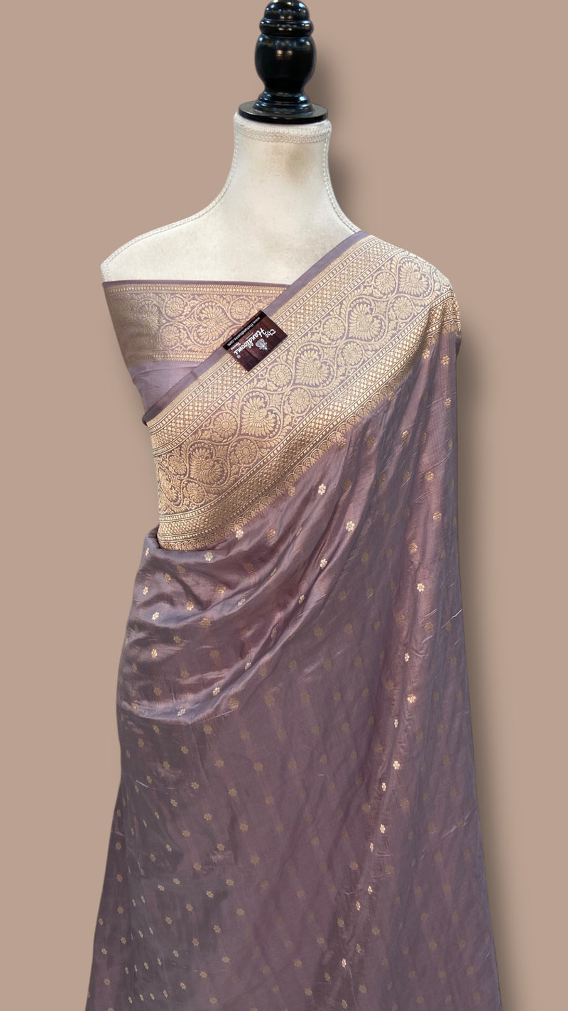 Pure Katan Silk Banarasi Handloom Saree - All Over Motifs - The Handlooms