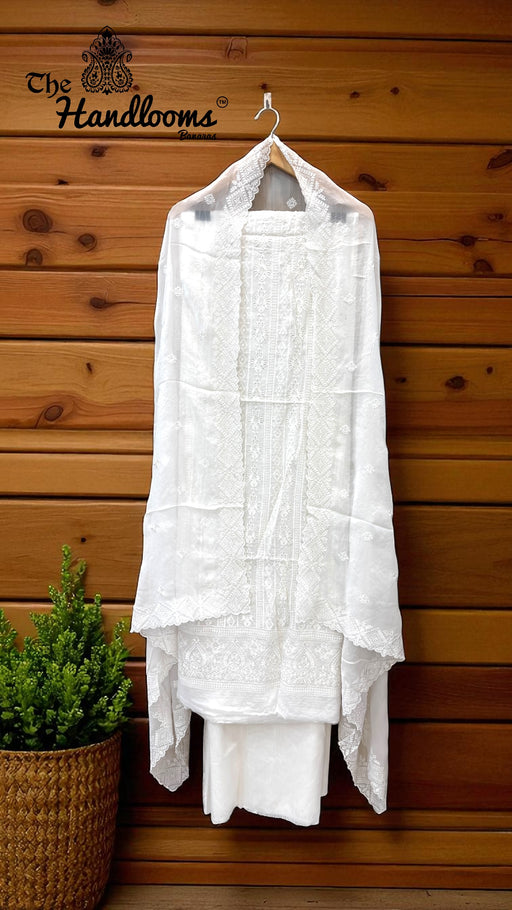 Pure Georgette Banarasi Chikankari 3-Piece Suit - The Handlooms