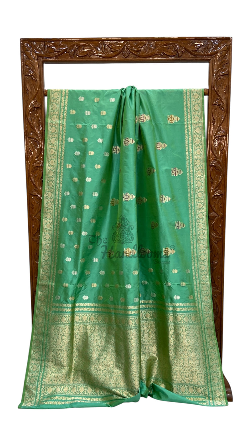 Pure Katan Silk Banarasi Handloom Saree - All Over Kadiyal Boota - The Handlooms