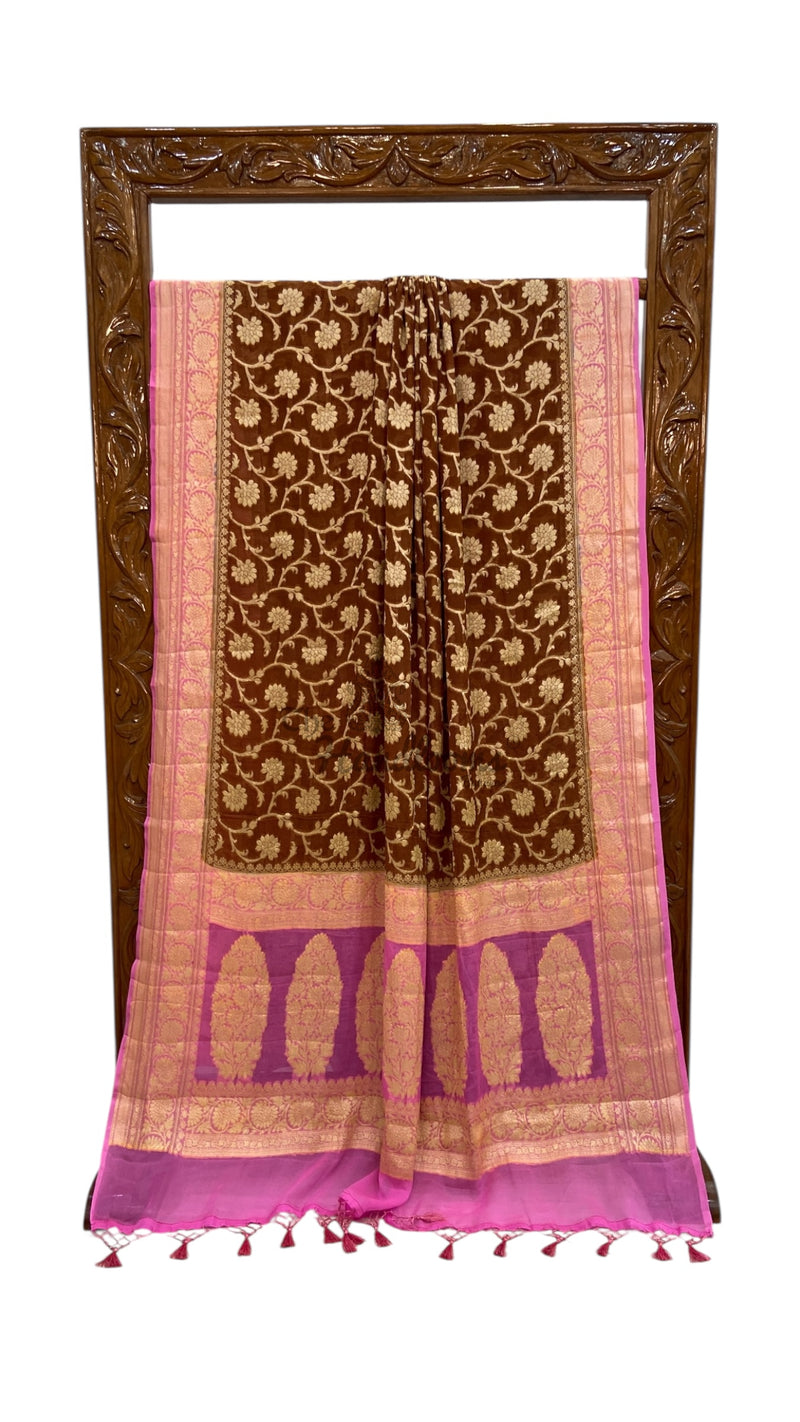 Pure Chiffon Khaddi Banarasi Saree - The Handlooms