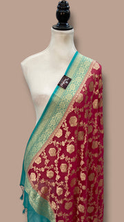 Pure Khaddi Georgette Dupatta - water zari - The Handlooms