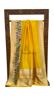 Pure Katan Silk Banarasi Handloom Saree - Paithani Border - The Handlooms