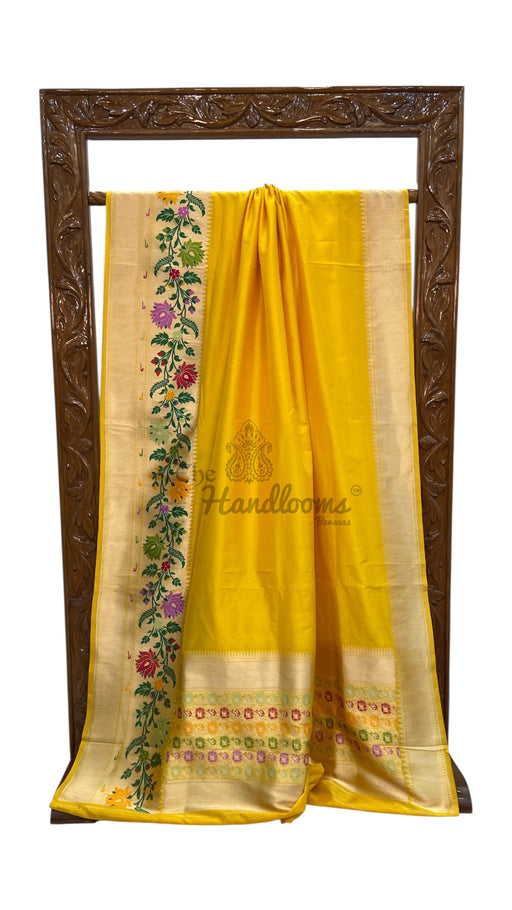 Pure Katan Silk Banarasi Handloom Saree - Paithani Border - The Handlooms