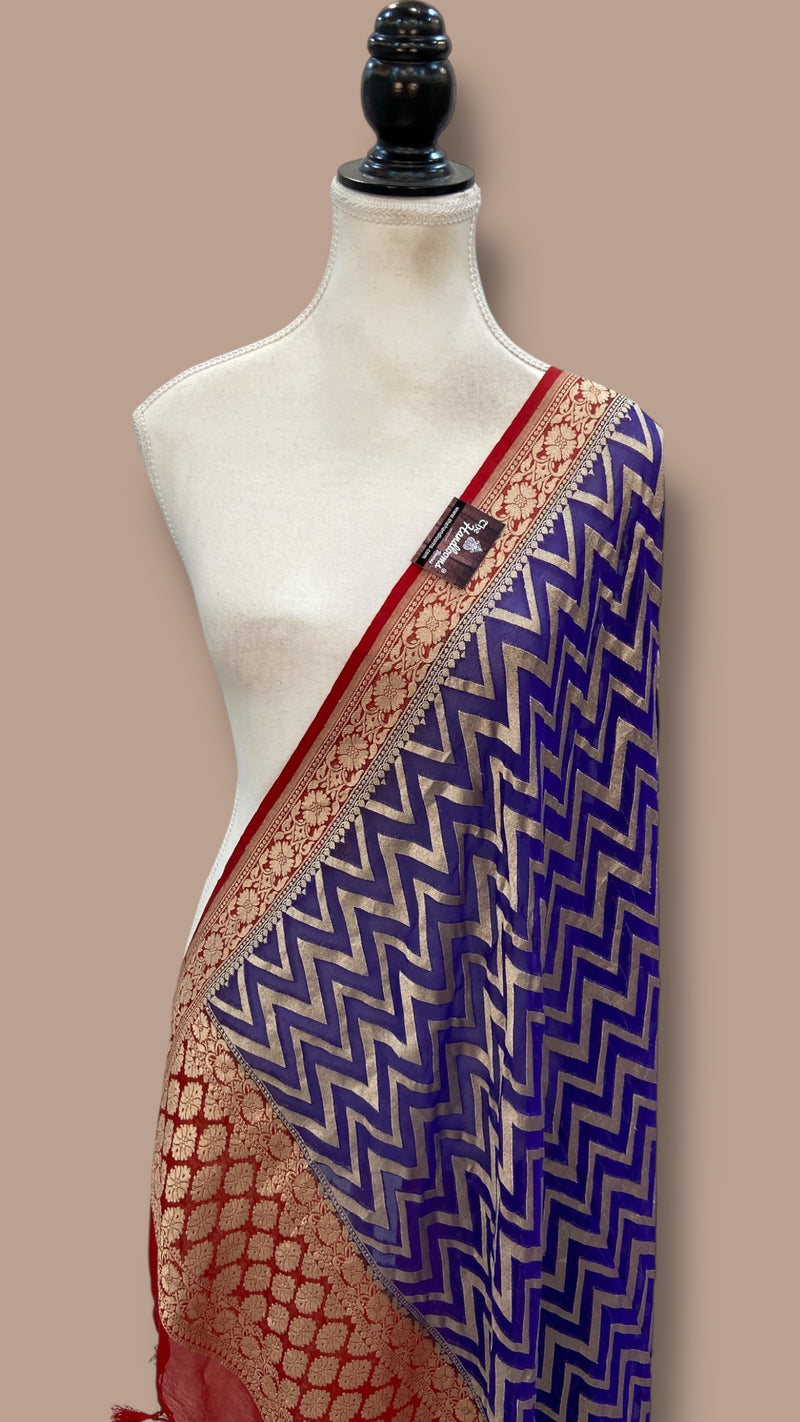 Pure Khaddi Georgette Dupatta - water zari - The Handlooms
