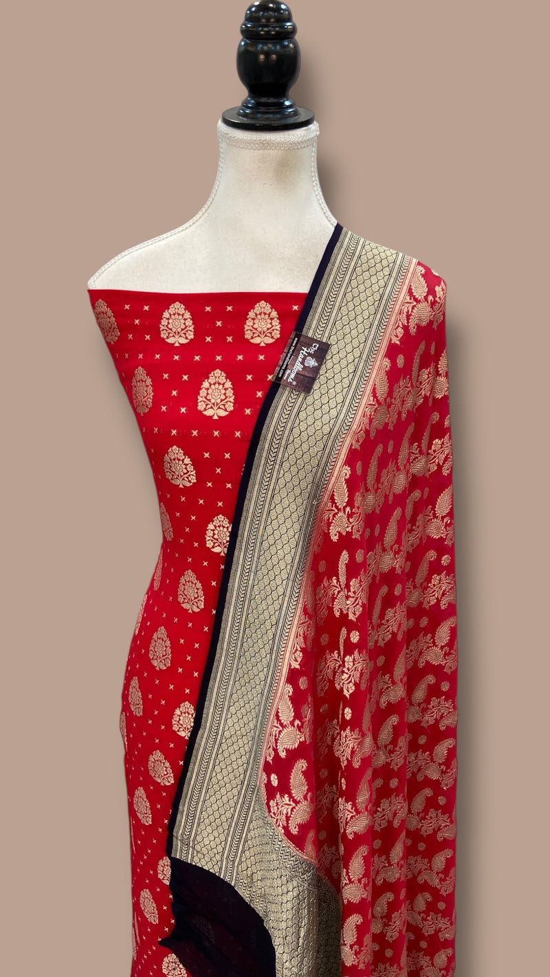 Khaddi Georgette Banarasi Dress material Water Zari - The Handlooms