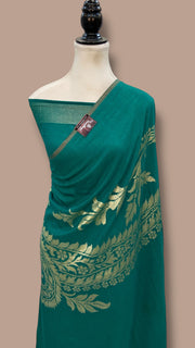 Moonga Georgette Handloom Banarasi Saree - The Handlooms
