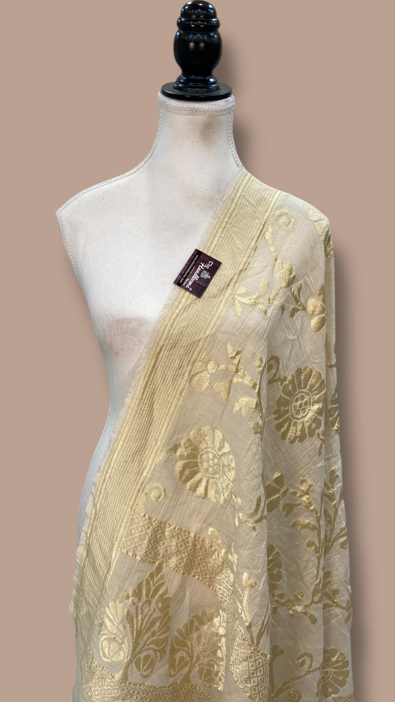 Pure Moonga  handloom Dupatta - The Handlooms