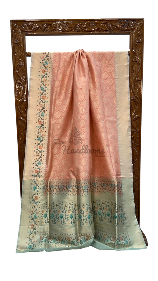 Regal Pure Katan Silk Banarasi Saree – Handwoven Tanchui Brocade with Meenakari Work - The Handlooms
