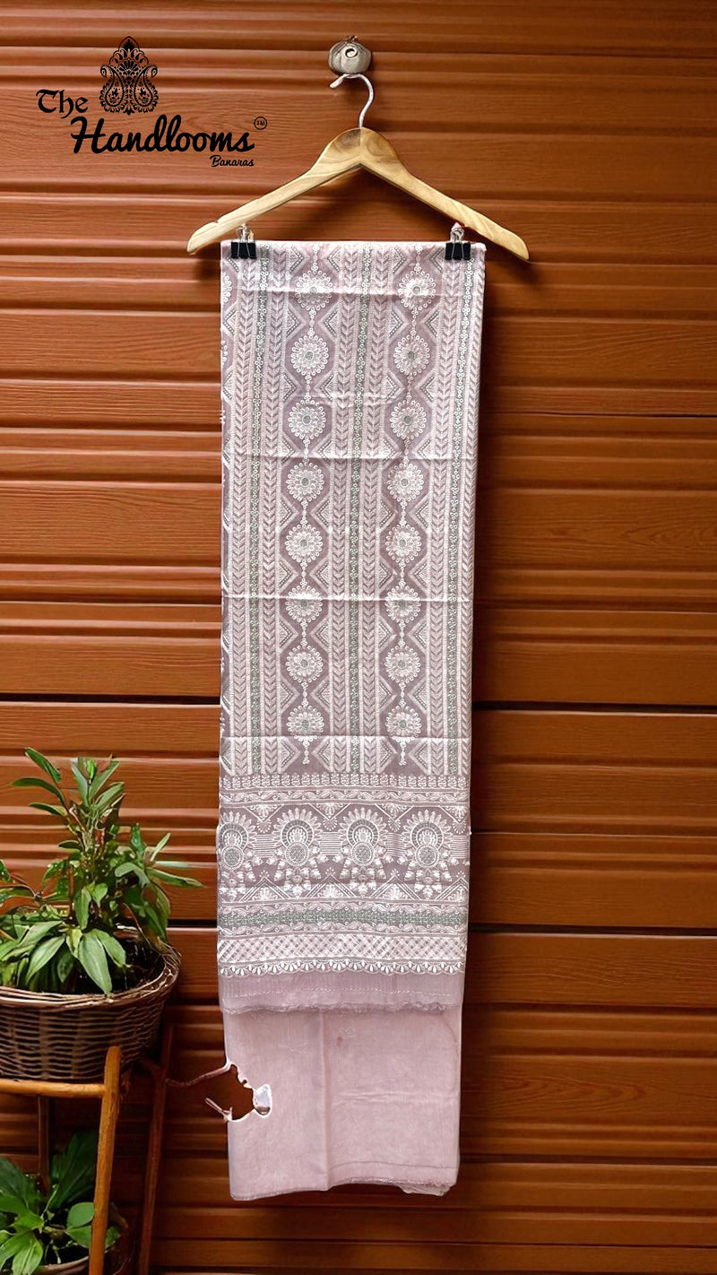 Pure Tussar Chikankari Handloom Banarasi Dress Material - The Handlooms