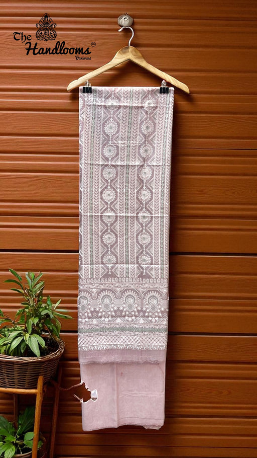 Pure Tussar Chikankari Handloom Banarasi Dress Material - The Handlooms