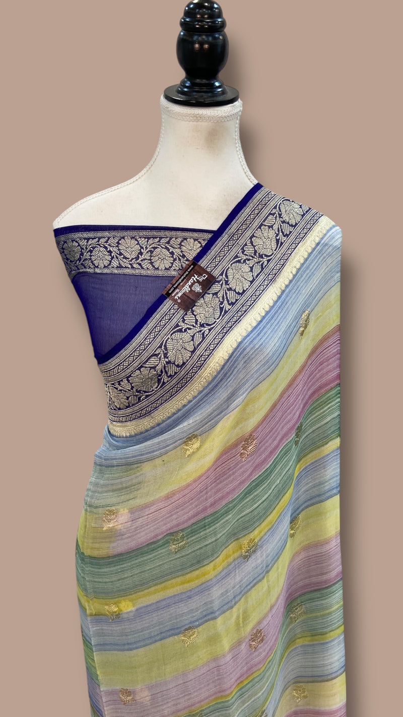 Pure Khaddi Georgette Handloom Banarasi Saree with water zari - The Handlooms