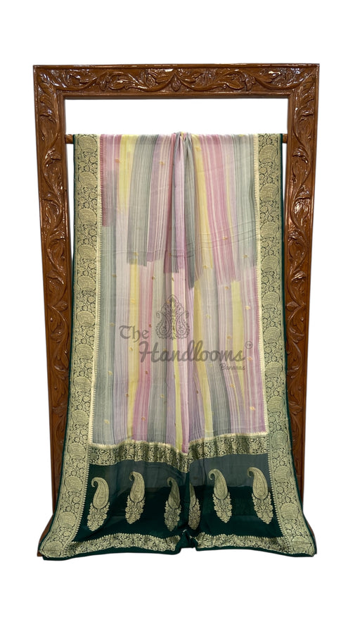 Pure Khaddi Georgette Handloom Banarasi Saree with water zari - The Handlooms