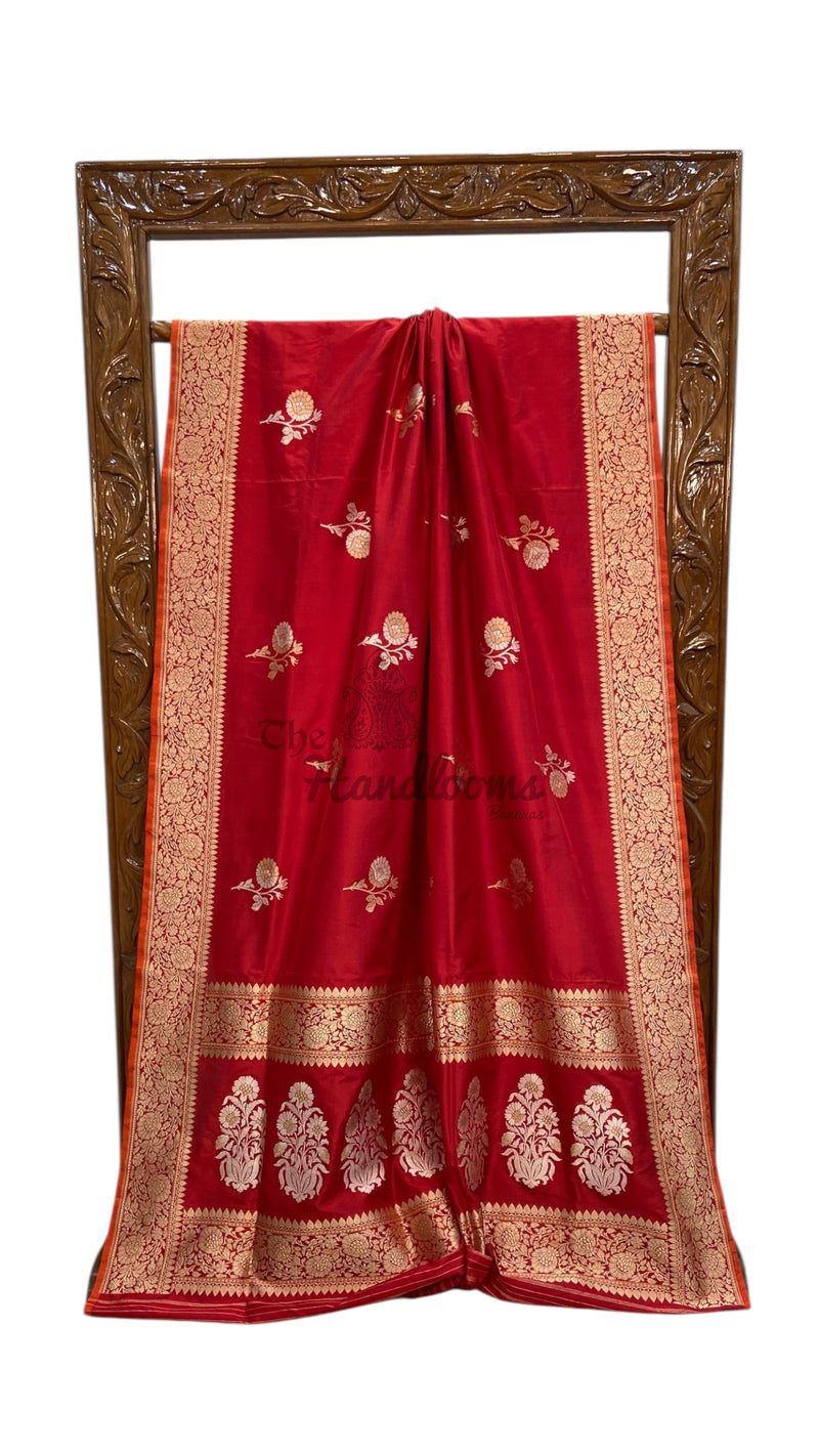Pure Katan Silk Banarasi Handloom Saree - All Over Kadua Motifs With Meenakari - The Handlooms