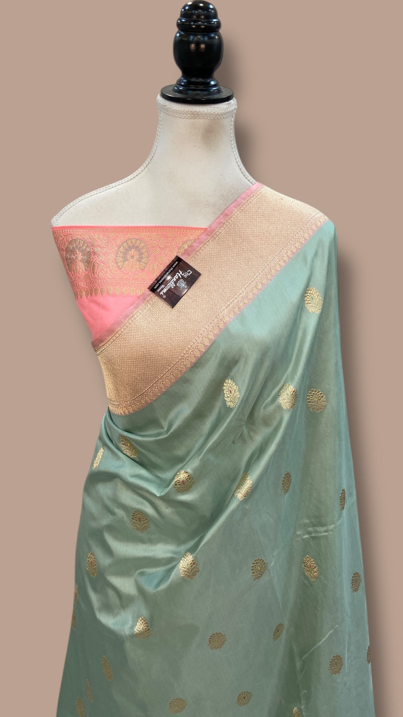 Pure Katan Silk Banarasi Handloom Saree - All Over Kadua Motifs - The Handlooms