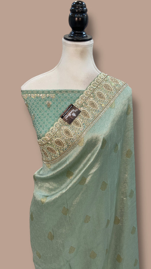 Banarasi Brocade Silk Saree with Exquisite Handwork - The Handlooms