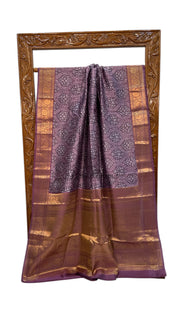 Pure Mango Silk Banarasi Handlokom Saree With Digital Print - The Handlooms