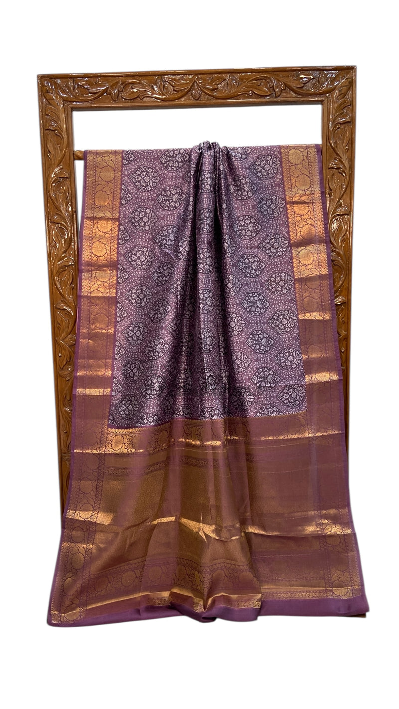 Pure Mango Silk Banarasi Handlokom Saree With Digital Print - The Handlooms