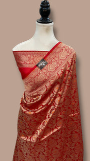 Regal Pure Katan Silk Banarasi Saree – Handwoven Tanchui Brocade with Meenakari Work - The Handlooms
