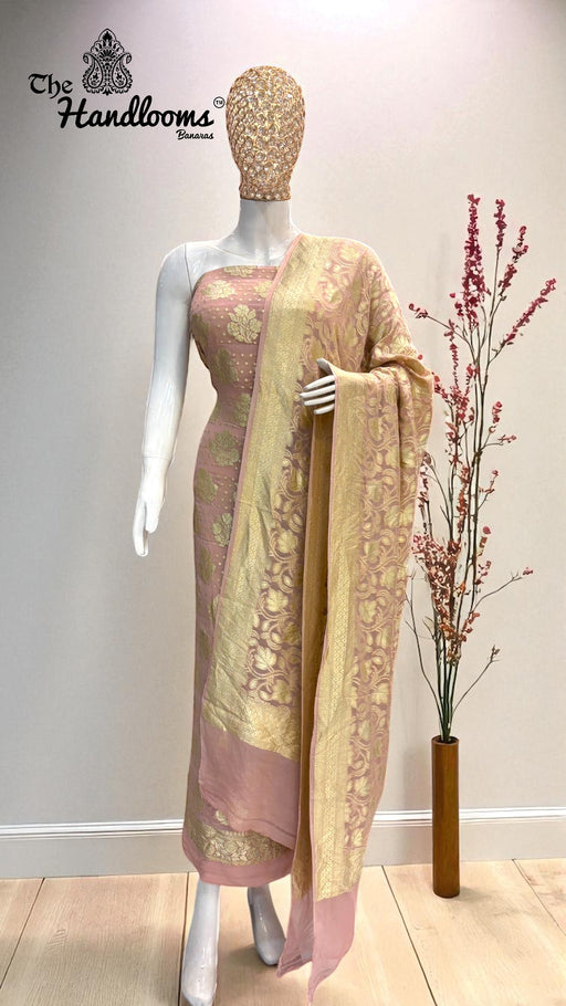 Khaddi Georgette Banarasi Dress material Water Zari - The Handlooms