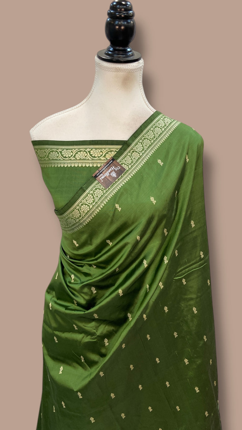 Pure Katan Silk Reshmi Zari Banarasi Handloom Saree - The Handlooms