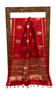 Red Pure Mango Silk Banarasi Handloom Saree - The Handlooms