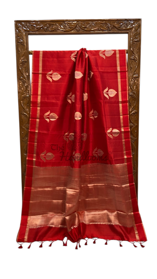 Red Pure Mango Silk Banarasi Handloom Saree - The Handlooms