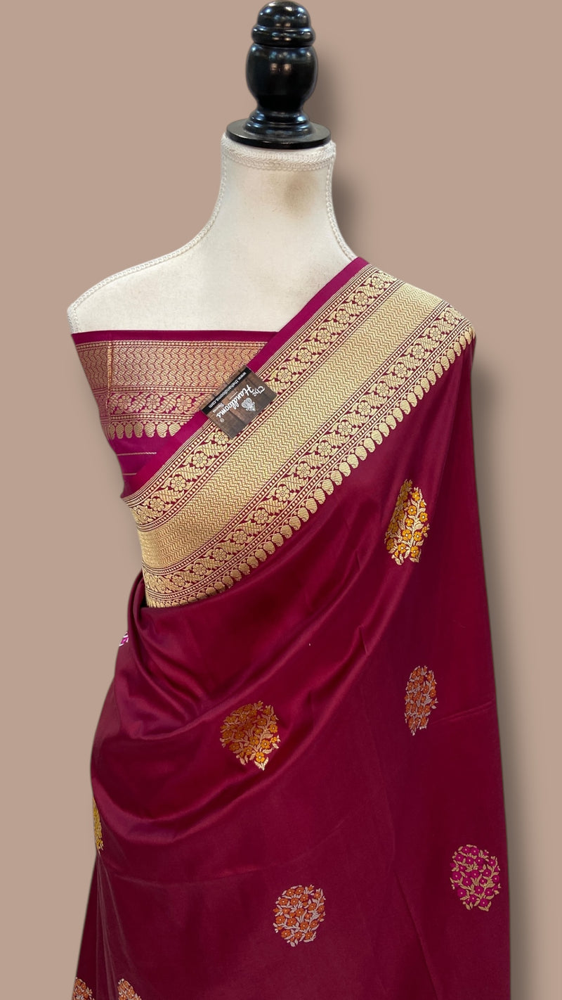 Pure Katan Silk Banarasi Handloom Saree - All Over Kadiyal Boota