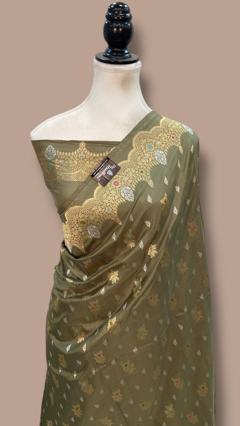 Pure Katan Silk Banarasi Handloom Saree - All Over Kadua Motifs