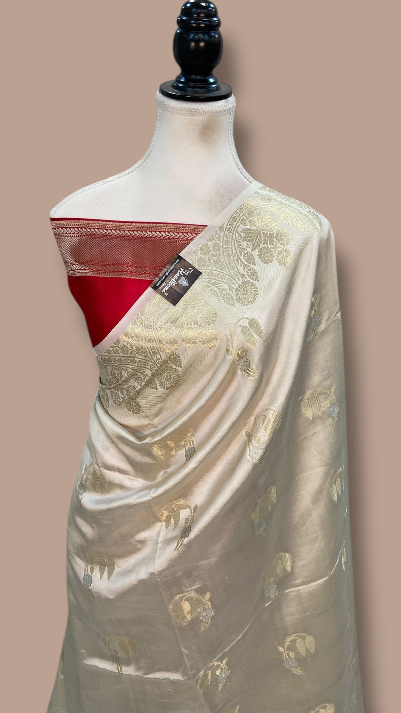 Pure Mango Silk Banarasi Handlokom Saree