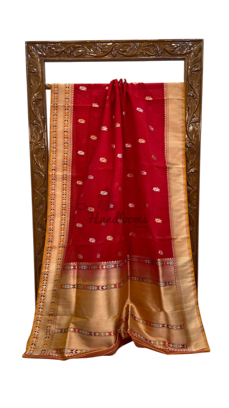 Pure Kora Handloom Banarasi All Over Kadua Motifs Saree