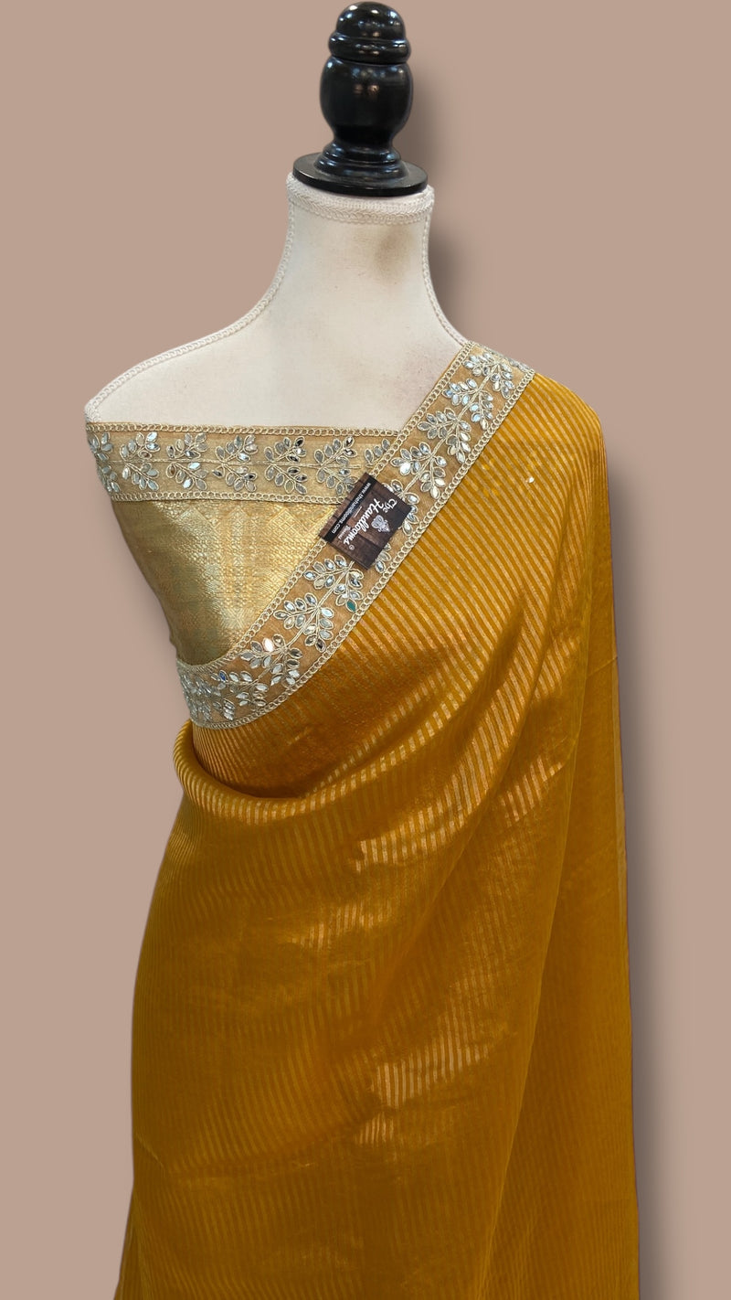 Pure Kora Tissue Handloom Banarasi Saree With Lace