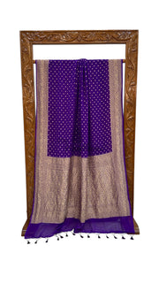 Pure Khaddi Georgette Handloom Banarasi Saree - Gold Zari - The Handlooms