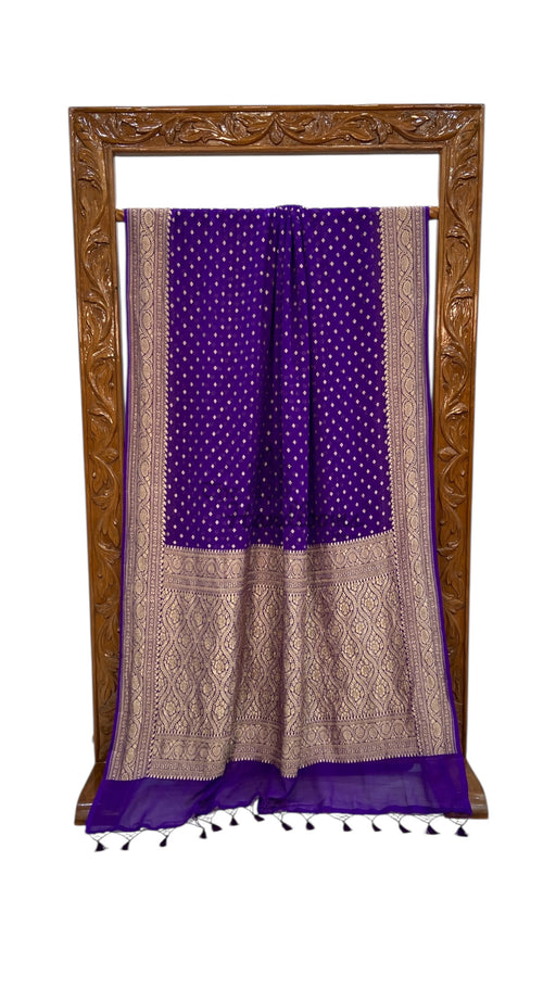 Pure Khaddi Georgette Handloom Banarasi Saree - Gold Zari - The Handlooms